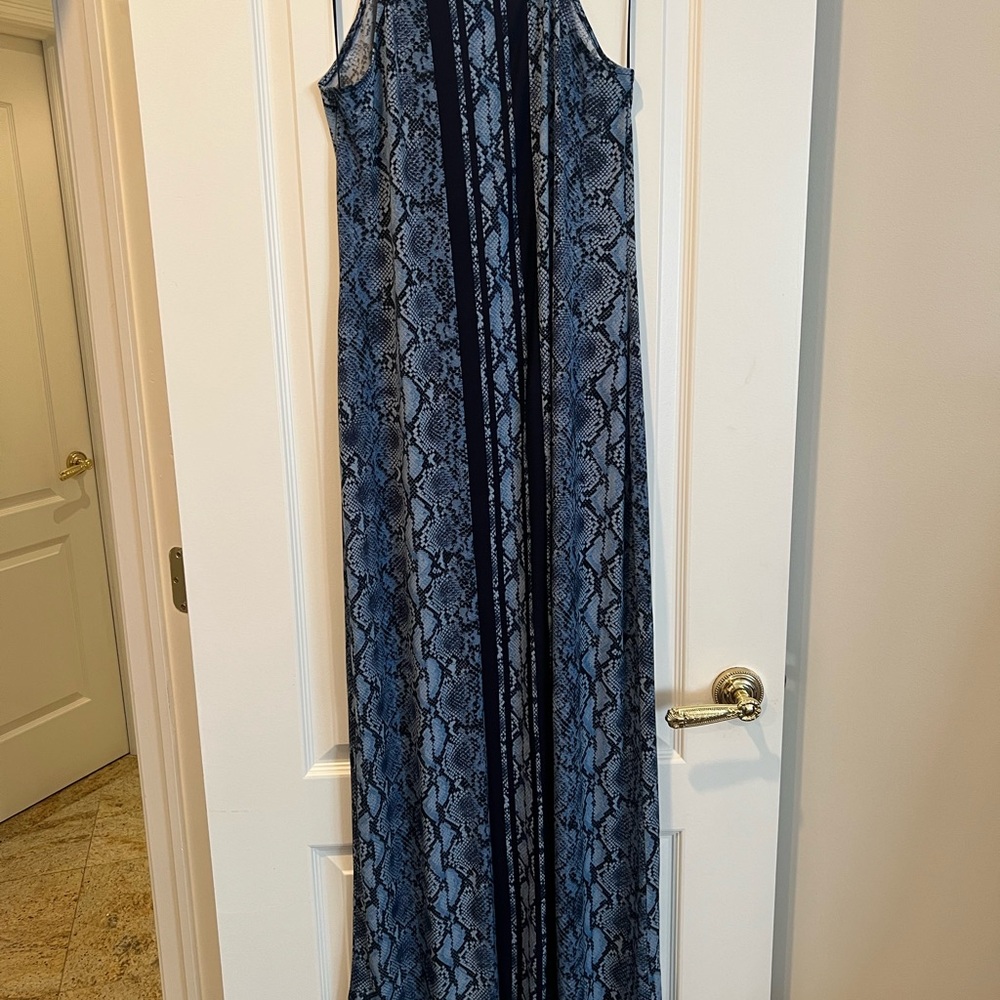 Michael Kors Blue Snake Print Maxi Dress